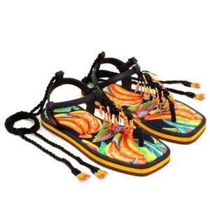 Farm Rio beaded fringe thong Sandals